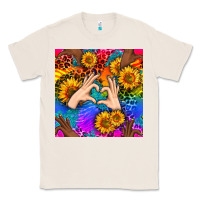 Natural Heart And Sunflowers With Neon Leopard Patterns Classic Tee - BundleAndBundleShop