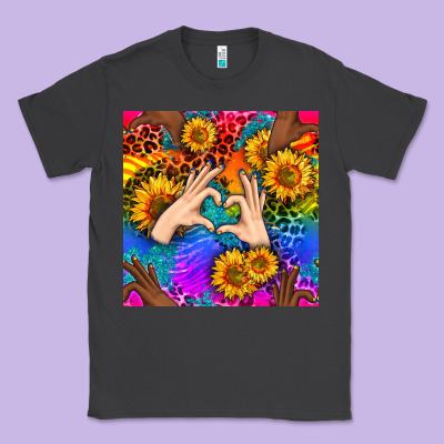 Heart And Sunflowers With Neon Leopard Patterns Classic Tee Designed By Bundleandbundleshop