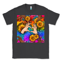 Smoke Heart And Sunflowers With Neon Leopard Patterns Classic Tee - BundleAndBundleShop
