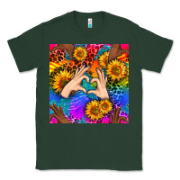 Sports Green Heart And Sunflowers With Neon Leopard Patterns Classic Tee - BundleAndBundleShop