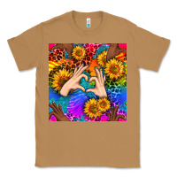Toasted Coconut Heart And Sunflowers With Neon Leopard Patterns Classic Tee - BundleAndBundleShop