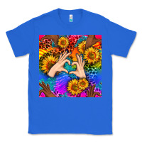 True Royal Heart And Sunflowers With Neon Leopard Patterns Classic Tee - BundleAndBundleShop