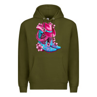Army Green valentine cowboy boots and hat olivia Premium Hoodie - OliviaCreatesArt