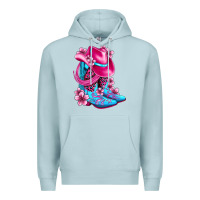 Blue Mist valentine cowboy boots and hat olivia Premium Hoodie - OliviaCreatesArt