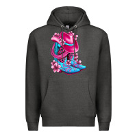 Charcoal Heather valentine cowboy boots and hat olivia Premium Hoodie - OliviaCreatesArt