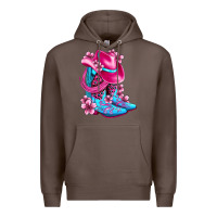 Coffee valentine cowboy boots and hat olivia Premium Hoodie - OliviaCreatesArt