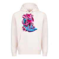 Pale Pink valentine cowboy boots and hat olivia Premium Hoodie - OliviaCreatesArt