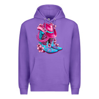 Purple valentine cowboy boots and hat olivia Premium Hoodie - OliviaCreatesArt