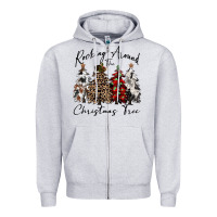 Heather Grey rocking around the christmas tree Zipper Hoodie - CowGirlArtShop