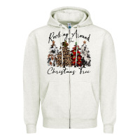 Oatmeal Heather rocking around the christmas tree Zipper Hoodie - CowGirlArtShop