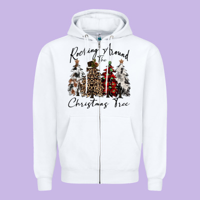 Rocking Around The Christmas Tree Zipper Hoodie Designed By Cowgirlartshop