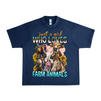 Navy Just A Girl Who Loves Farm Animals Urban Heavy Tee - BundleAndBundleShop