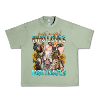Oil Green Just A Girl Who Loves Farm Animals Urban Heavy Tee - BundleAndBundleShop