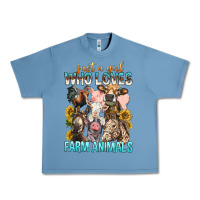 Pebble Blue Just A Girl Who Loves Farm Animals Urban Heavy Tee - BundleAndBundleShop