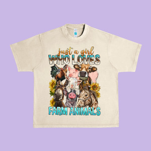Just A Girl Who Loves Farm Animals Urban Heavy Tee Designed By Bundleandbundleshop