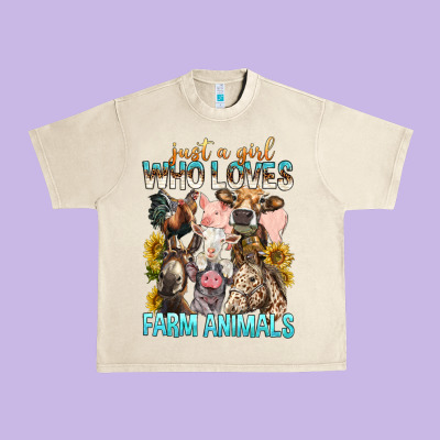 Just A Girl Who Loves Farm Animals Urban Heavy Tee Designed By Bundleandbundleshop