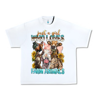 White Just A Girl Who Loves Farm Animals Urban Heavy Tee - BundleAndBundleShop