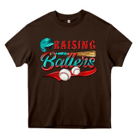 Chocolate Brown raising ballers Heavy Core Tee - NancyCooperArtShop