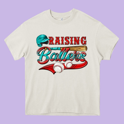 Raising Ballers Heavy Core Tee Designed By Nancycooperartshop