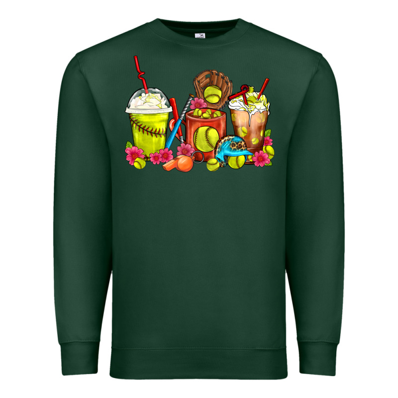 Softball Coffee Cups Premium Sweatshirt by FaDigitalArtStudio | Teevron