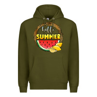 Army Green hello summer watermelon Premium Hoodie - JahusDesignShop