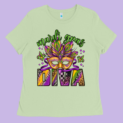 Mardi Gras Diva Ladies Tee Designed By Jasminsmagicworld