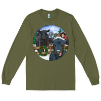Army Green Black Angus Cattle and Calf Christmas Long Sleeve Tee - RanaPortraitStore