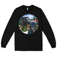 Black Black Angus Cattle and Calf Christmas Long Sleeve Tee - RanaPortraitStore