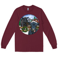 Burgundy Black Angus Cattle and Calf Christmas Long Sleeve Tee - RanaPortraitStore