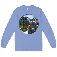 Colony Blue Black Angus Cattle and Calf Christmas Long Sleeve Tee - RanaPortraitStore