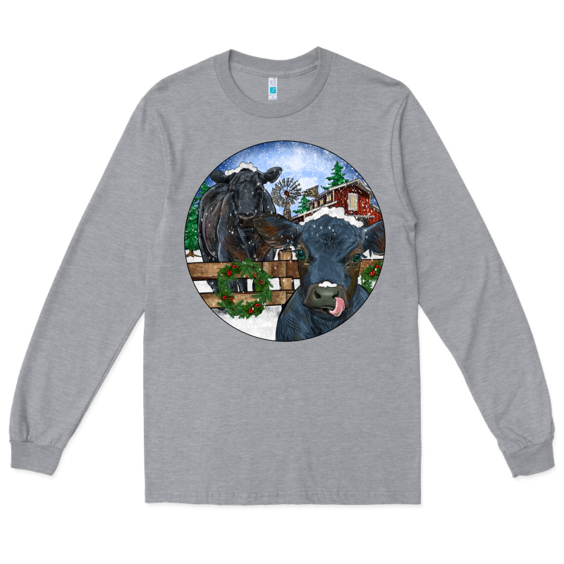 Black Angus Cattle And Calf Christmas Long Sleeve Tee by RanaPortraitStore | Teevron