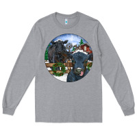 Heather Grey Black Angus Cattle and Calf Christmas Long Sleeve Tee - RanaPortraitStore