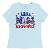Baby Blue little miss firecracker Ladies Tee - NancyCooperArtShop