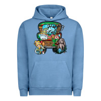 Pigment Pebble Blue Happy Easter Urban Hoodie - CowhideDigitalArt