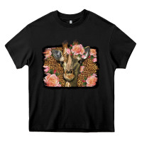Black Western Floral Giraffe Heavy Core Tee - LillyAllenDesigns