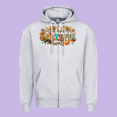 Gather Here With Grateful Hearts Zipper Hoodie Designed By Cowgirlartshop