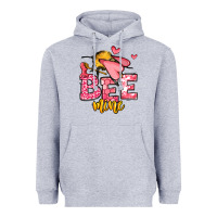 Heather Grey Bee Mine Valentines Day Heavyweight Hoodie - OliviaCreatesArt