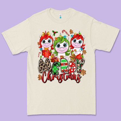 Merry Christmas Unicorns Premium Tee Designed By Nancycooperartshop