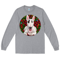 Heather Grey Christmas Bull Terrier Long Sleeve Tee - RanaPortraitStore