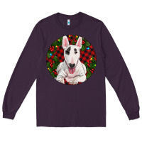 Plum Christmas Bull Terrier Long Sleeve Tee - RanaPortraitStore