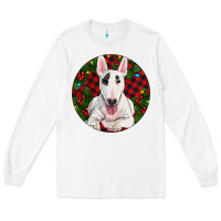 White Christmas Bull Terrier Long Sleeve Tee - RanaPortraitStore