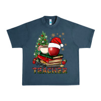 Midnight Navy Teacher With Christmas Tree Urban Heavy Tee - BundleAndBundleShop