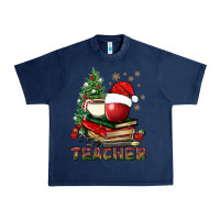 Navy Teacher With Christmas Tree Urban Heavy Tee - BundleAndBundleShop