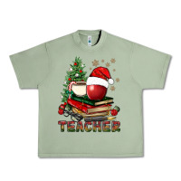 Oil Green Teacher With Christmas Tree Urban Heavy Tee - BundleAndBundleShop