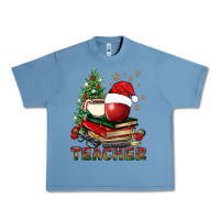 Pebble Blue Teacher With Christmas Tree Urban Heavy Tee - BundleAndBundleShop