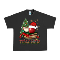 Pigment Black Teacher With Christmas Tree Urban Heavy Tee - BundleAndBundleShop