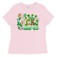 Bubblegum Pink st.patricks one lucky nurse Ladies Tee - BarkalooDesign