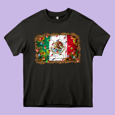 Christmas Lights Mexican Flag Heavy Core Tee Designed By Jasminsmagicworld