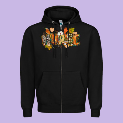 Fall Nurse Zipper Hoodie Designed By Cowgirlartshop