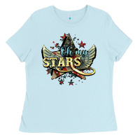 Baby Blue oh my stars america wings Ladies Tee - NancyCooperArtShop